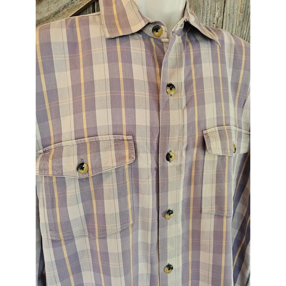 Vintage rubber button Magellan purple long sleeve thick cotton button up Large * - Picture 2 of 6